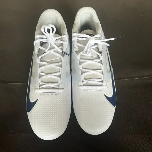 Nike Alpha Menace 4 Pro White Navy Blue Football Cleats FD7037-104 Men's Size 12 - Picture 4 of 5